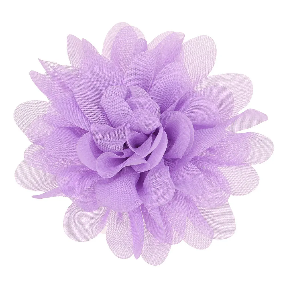 Lavender 12 шт. Лидер продаж шифоновые оборки цветок пышные волосы цветок 10 см дешевые цветочные аксессуары для DIY аксессуары для волос без зажимов - Цвет: Lavender