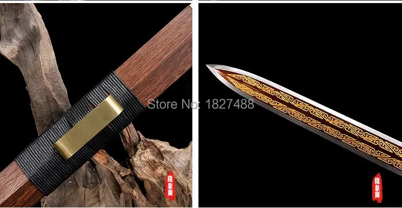 Настоящая кожа Han Jian острый Марганцевый Стальной позолоченный Полный Клинок