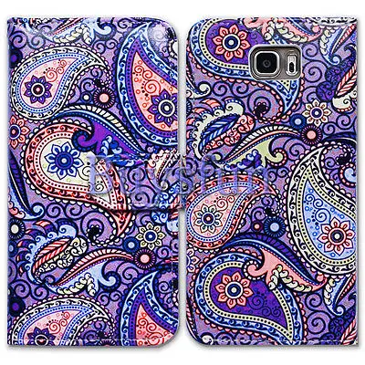 Bcov Марка Фиолетовый Пейсли Крышка Случая Кожи Folio Для Samsung Galaxy S6 Edge 103027206|case cover for