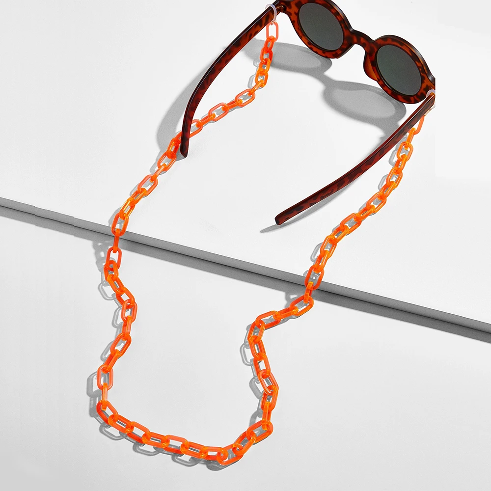 Orange Модные цепочки для очков для женщин, широкие акриловые цепи, противоскользящий регулируемый шнур для очков, держатель для очков, шейный ремешок, веревка для очков для чтения - Цвет: Orange