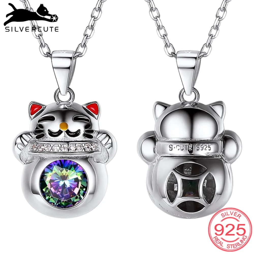 SILVERCUTE Lucky Cat Подвеска 925 стерлингового серебра ювелирные украшения