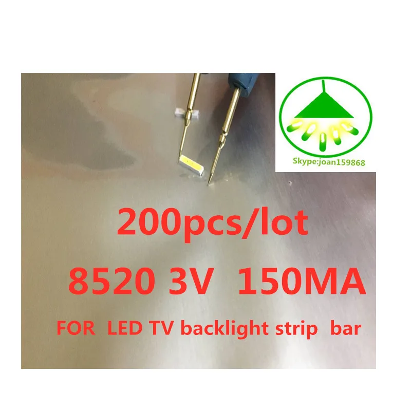 200 шт./лот 8520 3 В 150MA SMD для LG витые бусины светодио дный лампы ТВ Подсветка полосой