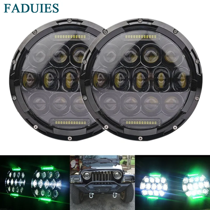 Фары светодиодные FADUIES 2 шт. лампы для Jeep Wrangler JK CJ LJ Hummer H1 H2 7 дюймов 75 Вт ДХО|h2 led|led