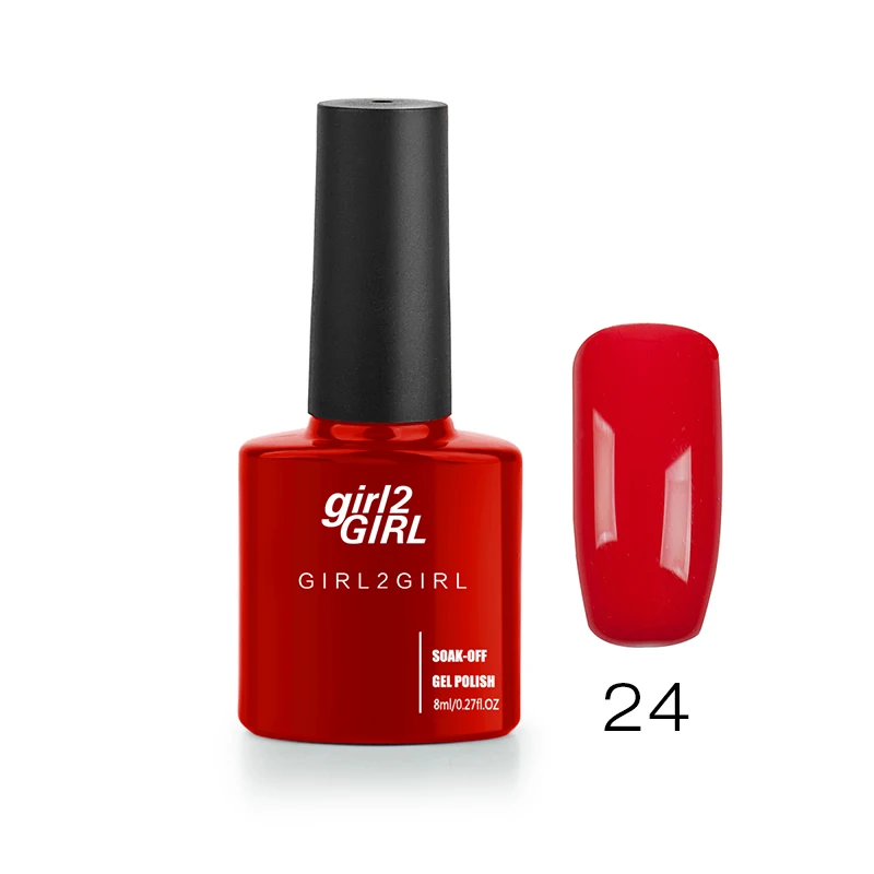 G3-24 GIRL2GIRL УФ гель лак для ногтей замочить от длительного Цвета бутылки красного цвета гель лак - Цвет: G3-24