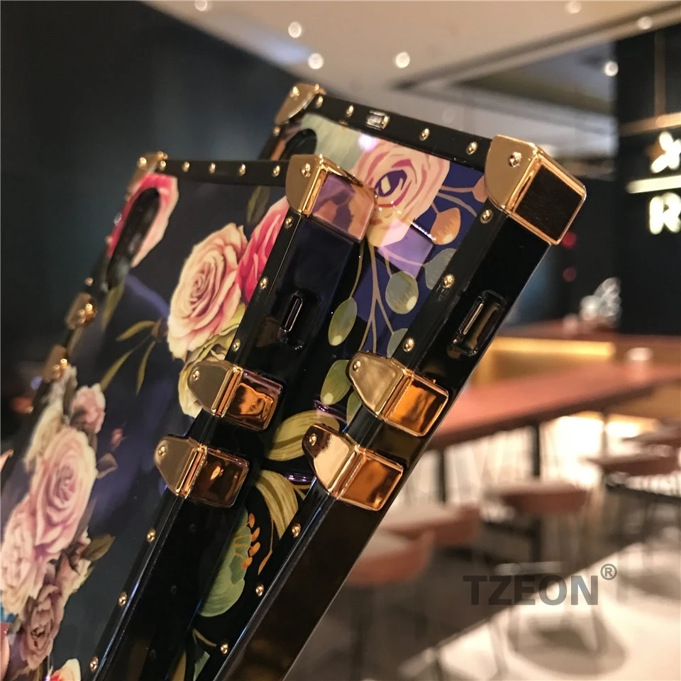 CC Camellia чехол для телефона IPhone XSmax XR XS X 8 8Plus 7 7Plus 6S 6Plus цветочный синий луч квадратный заклепки ретро розетка Крышка