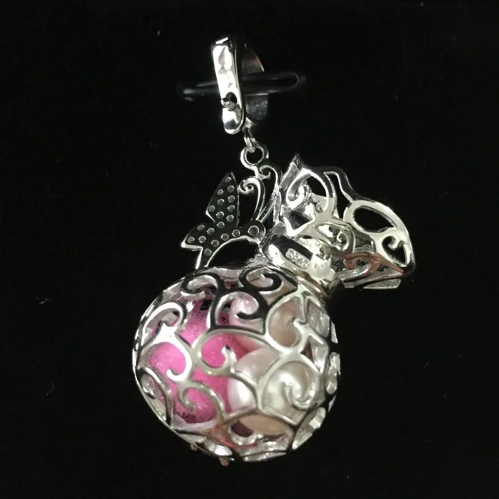Твердая S925 Lucky Treasure Bag медальон клетка с блестящим цирконием можно положить 6 12 5 мм