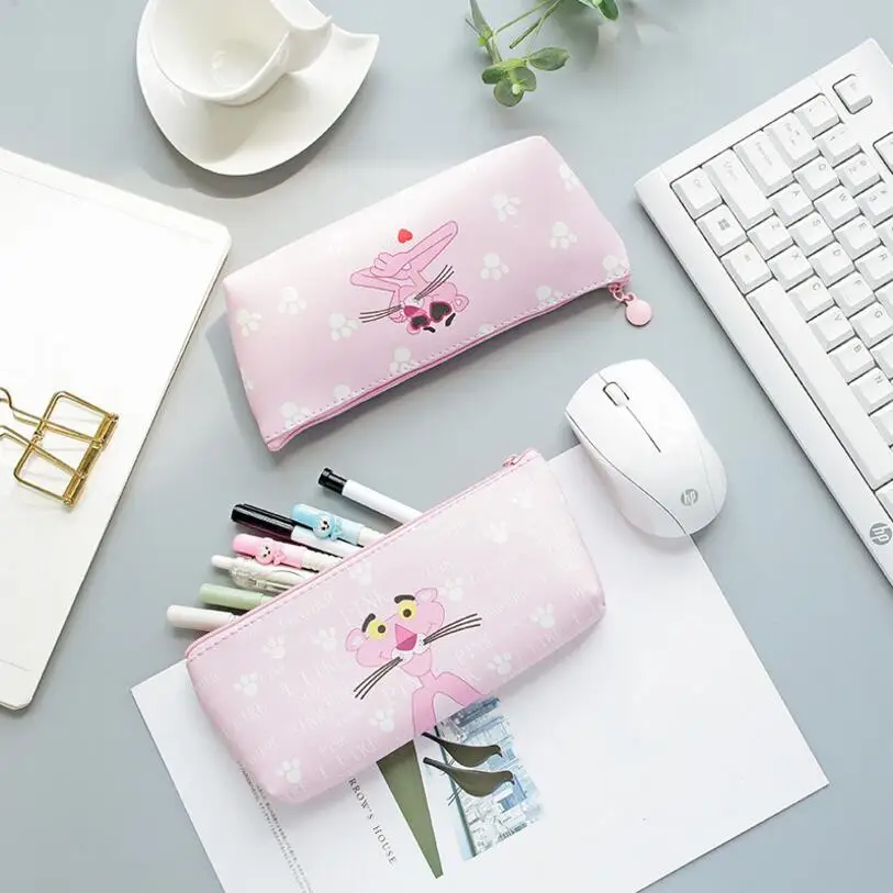 1 шт. креативный милый розовый Леопардовый пенал из искусственной кожи