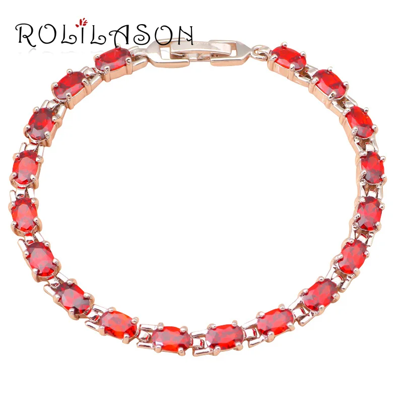 ROLILASON Garnet Jewelry for Ladies Friendship red zircon Bracelets Wholesale Retail Fashion jewelry TBS724