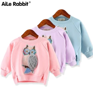 Осенний модный свитер для девочек, Топ с длинным рукавом, мультяшная сова, модная одежда для девочек, футболка, детская одежда для девочек