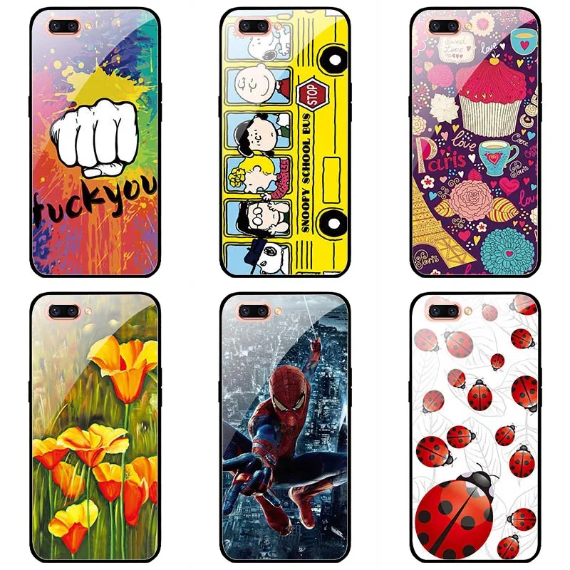 Для oppo R11 закаленное Стекло Чехлы модное Стильное стекло Чехол для мобильного