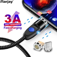 marjay 3a quick charger 3 0 magnetic cable for iphone x xs xr 7 micro usb type c magnet charger cable for samsung xiaomi android