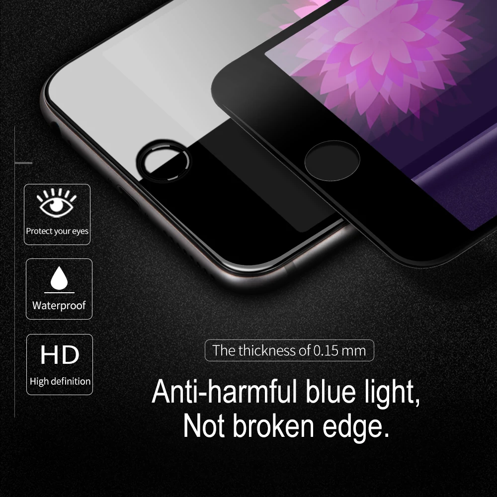 AIYOPEEN HD полноэкранная защита для iPhone 8, 7, 6, 6S plus, Защитное стекло для экрана с мягким краем, закаленное стекло для iPhone X