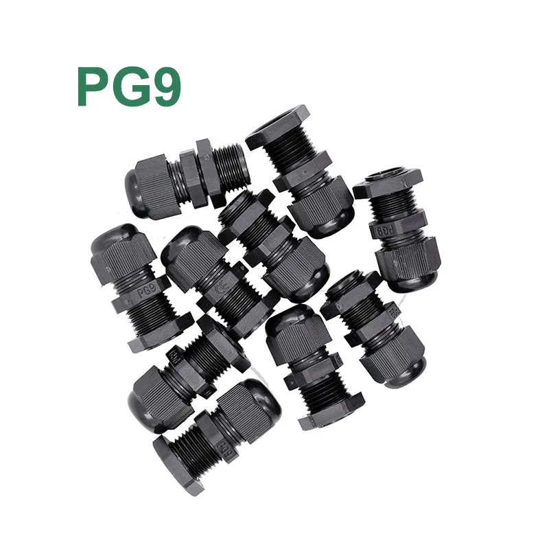 PG9 10pcs 10 шт. PG9 PG11 PG13.5 PG16 продолжительного нейлоновый кабельный сальник для герметизации провода соединителя регулируемый пластиковый кабельный ввод с удлиненными нить - Цвет: PG9 10pcs