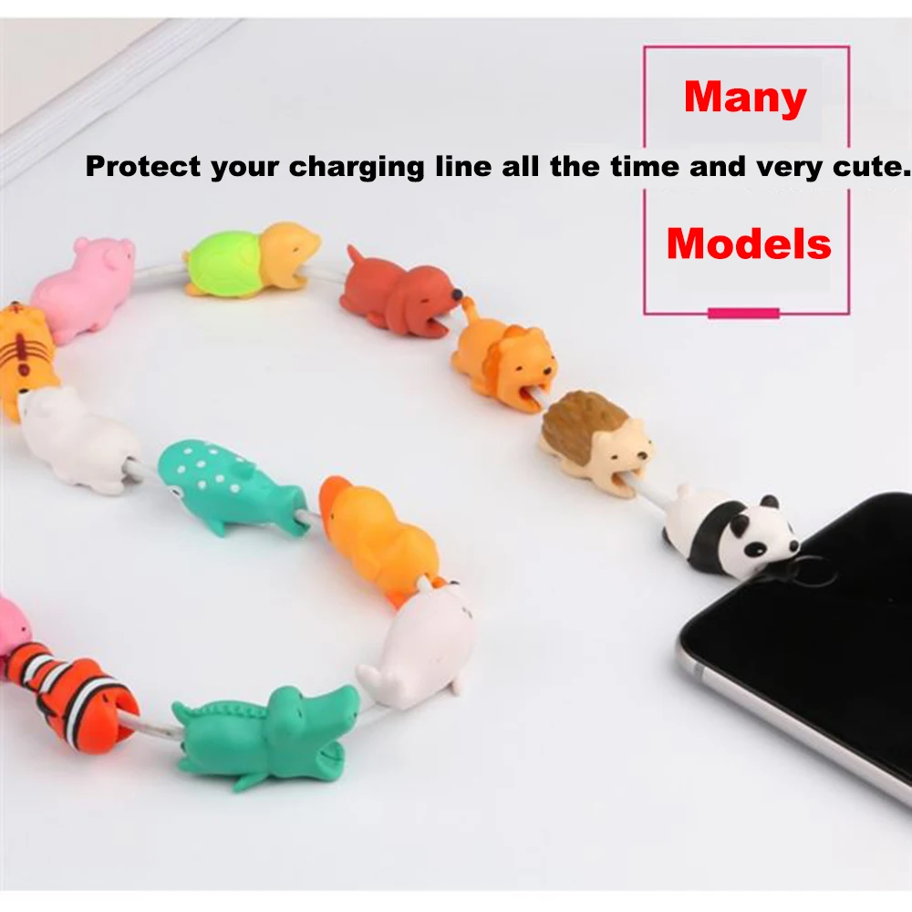 Милые животные укуса моталки для iPhone USB кабель протектор Организатор Chompers тигра