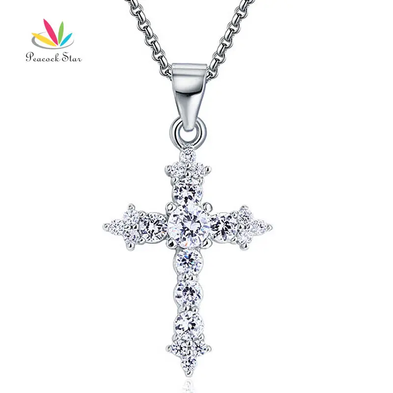 

Peacock Star Solid 925 Sterling Silver Cross Pendant Necklace Jewelry CFN8028