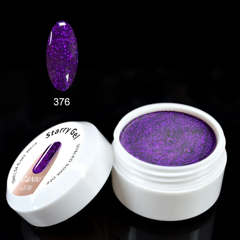 CANNI супер блеск УФ гель 24 цвета эффект замачивания гель для ногтей bling 15 мл жемчуг горячая Распродажа Салон Французский Звездный гель - Цвет: 376