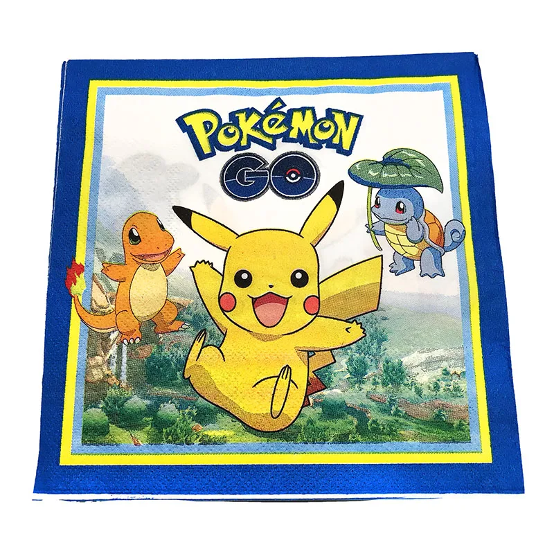 20 шт./упак. игры "Покемон го" одноразовые салфетки Pokemon Go тема бумажные салфетки игры "Покемон го" одноразовые бумажные салфетки 33 см* 33 см