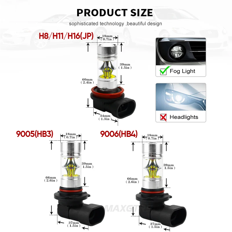 2 шт. Автомобильные светодиодные лампы H7 9006 HB4 9005 HB3 H8 H11 100 Вт|fog light bulb|9006 hb4h8 h11 |