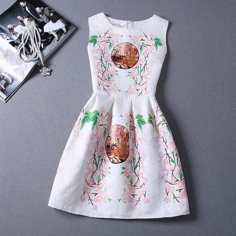 2018 autumn summer new retro swing Princess Dress Girls stamp his slim sleeveless vest dress 13~20 teen party | Детская одежда и