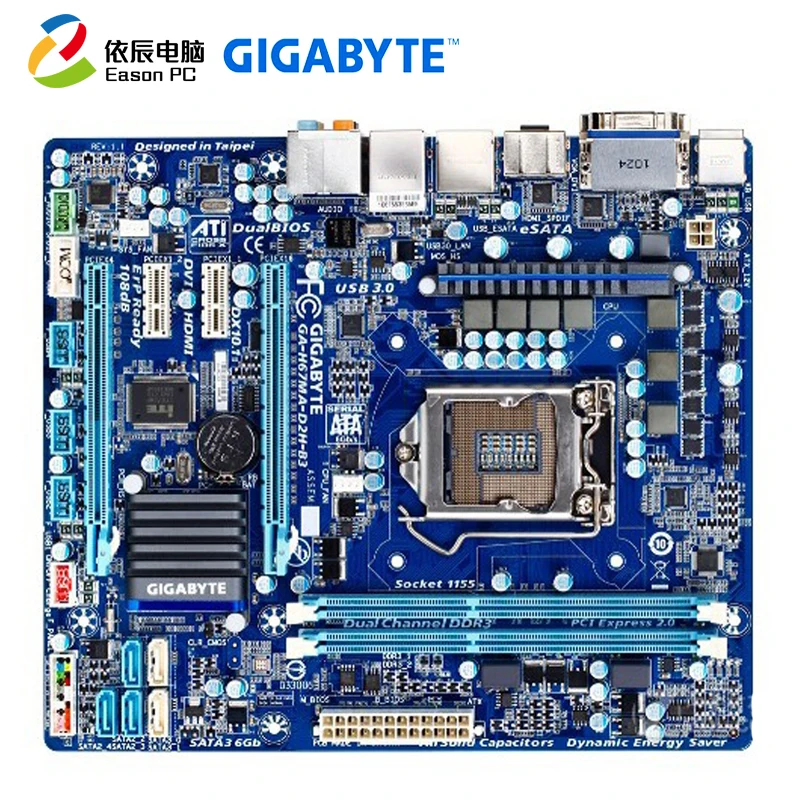 Материнская плата GIGABYTE GA-H67MA-D2H-B3 для настольного компьютера LGA1155 DDR3 i5 i7 Micro-ATX