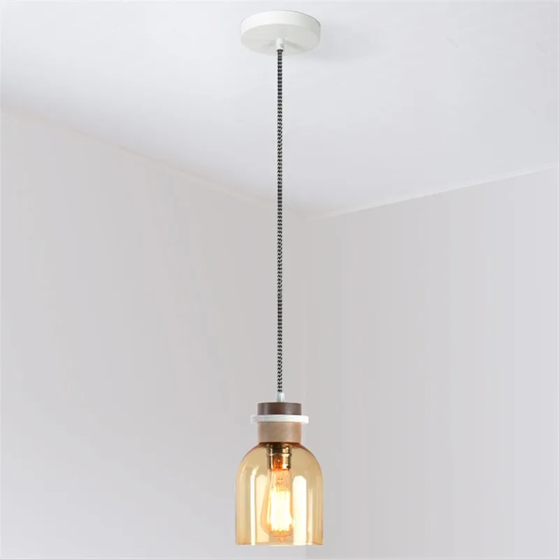 Edison Loft Style Industrial Vintage LED Pendant Light Fixtures Wood Glass Single Hanging Lamp Retro Home Lighting Droplight | Освещение