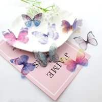 10pcs glue on organza butterfly crystal butterfly headpiece craft wedding jewelry decorationdiy jewelry supplies