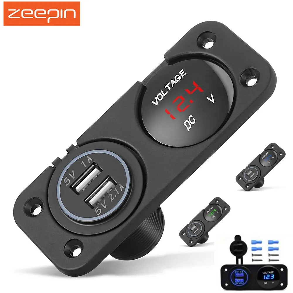 Zeepin 3 в 1 двойной usb авто автомобиля Зарядное устройство с блоком питания