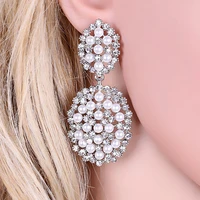 elegant imitation pearl drop earrings fashion round shape crystal earrings for women wedding prom party accessory