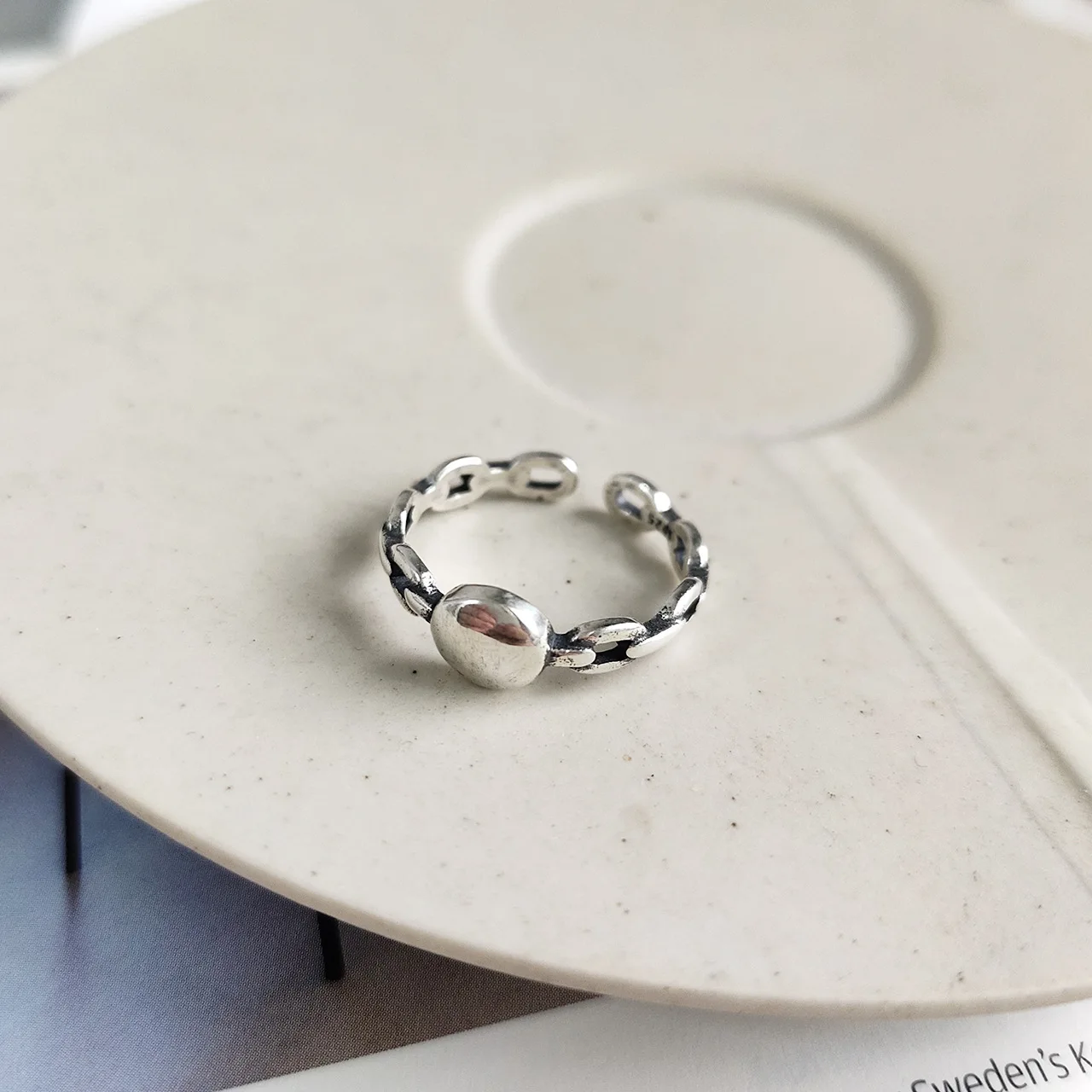Europe United States Extremely Simple Catch The Tide Person 925 Pure Silver Retro Make Old Ring Japan and South Korea INS | Украшения и