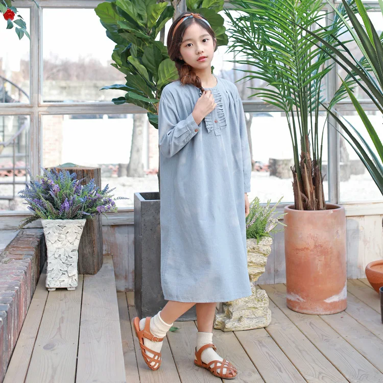 2019 Spring New Kids Dresses for Girls Lovely Pastoral Style Girl Dress Fashion Long-sleeved cotton dress Parent-child | Детская одежда