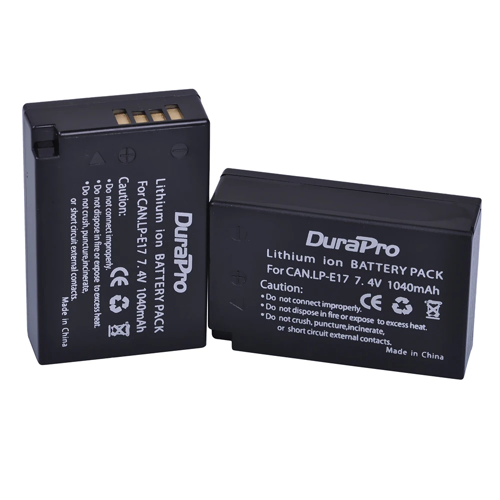 DuraPro 2 шт. 7 4 в 1040 мАч LP-E17 LPE17 LP E17 батарея + USB двойное зарядное устройство для canon EOS