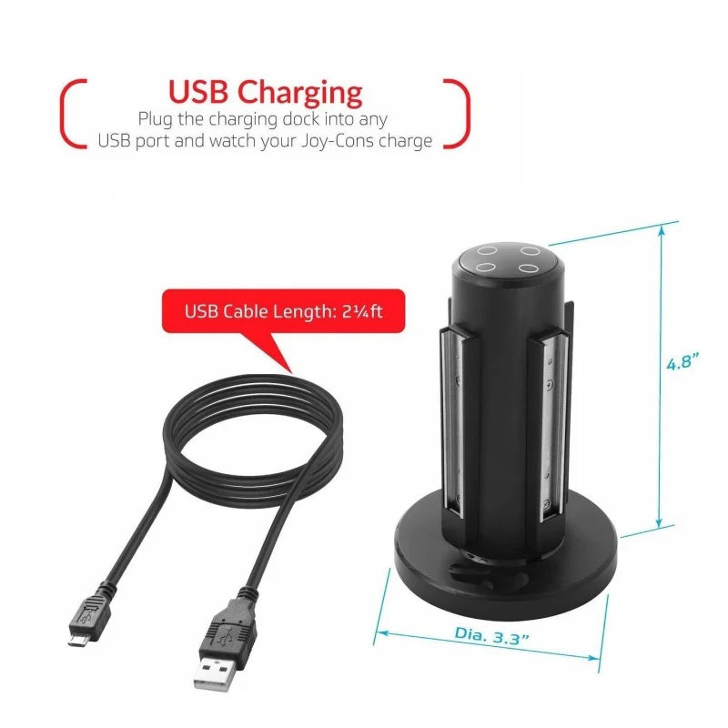 4 в 1 зарядное устройство Joy-Con док-станция светодиодные индикаторы зарядки