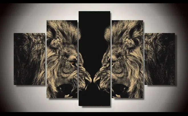 HD Print 5 Pcs canvas art lion painting modern home decor wall picture living room print Painting on canvas/PT0357 | Дом и сад