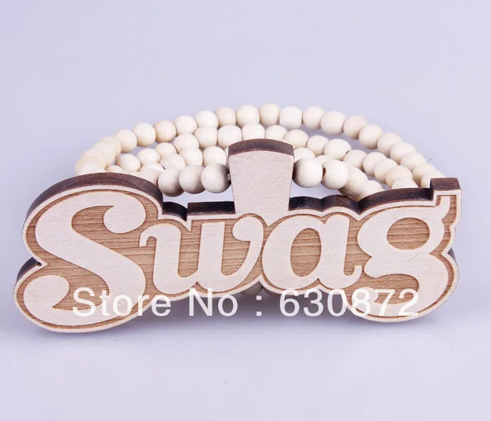 (12 pieces/lot ) Free shipping Hip hop Fashion Good Wood nyc Log Swag Pedant Ball Bead Chain Necklace|beaded fabric for dresses|necklace seed