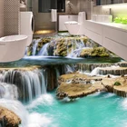 Фотообои 3D стерео пейзаж с водопадами, 3D напольная плитка, фрески для кухни, ванной, гостиной, ПВХ, водонепроницаемая, 3 D Фреска