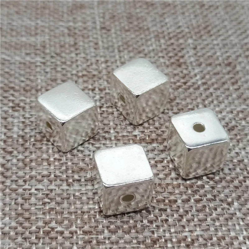 Простые квадратные кубические бусины из стерлингового серебра 925 пробы 6 мм 8 10 м
