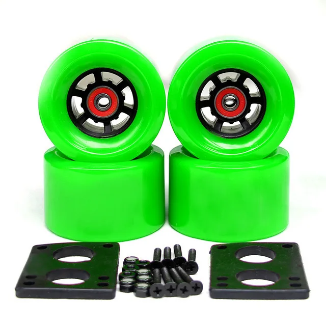 97mm Green Wheels Скейтборд электрические колеса 78A 97*52 мм щетка уличные большие колеса длинные доски колеса ABEC-9 подшипники втулки 35 мм болты 6 мм прокладка - Цвет: 97mm Green Wheels