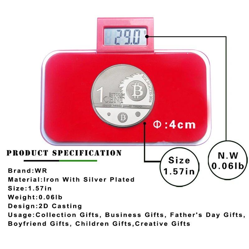 1 шт Биткоин монета Коллекционная Посеребренная арт коллекция монет btc подарок с