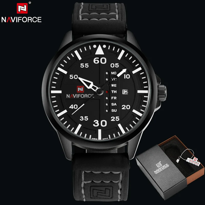 BWB BOX Naviforce Элитный бренд военный кварцевые часы мужские Hour Clock спортивные кожаные Наручные часы Relogio Masculino - Цвет: BWB BOX