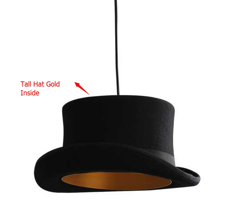 Подвесная лампа и освещение в современном стиле с бантом черная высокой шляпой