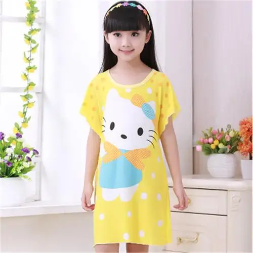 Домашнее платье для девочек ночная рубашка до колена малышей летняя юбка с