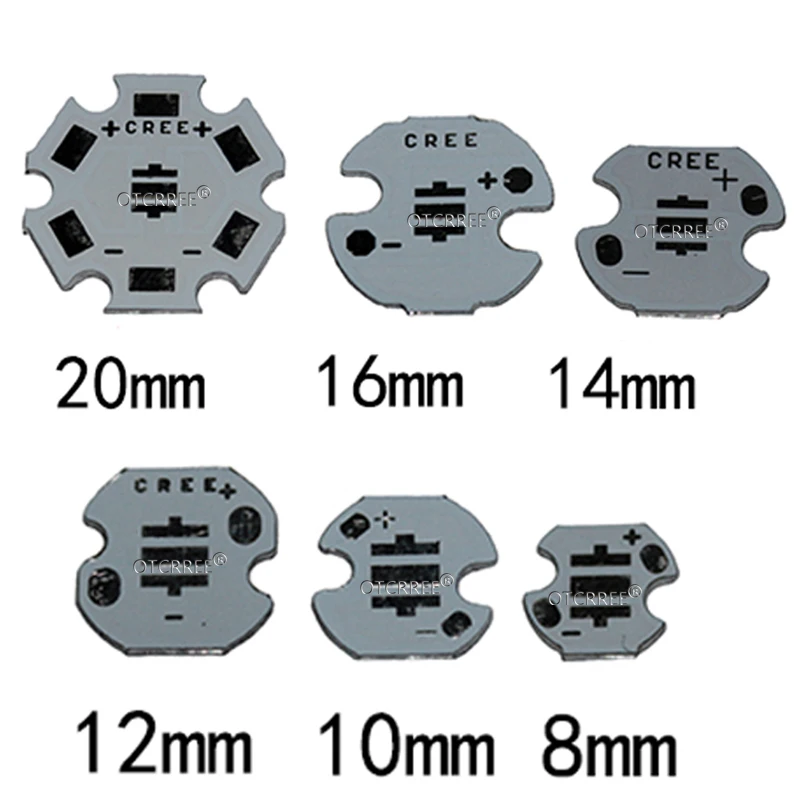 Cree XPE XP-E/ХТЕ XT-E/XPG XP-G 3535 светодиодный PCB Алюминий доска основа для отвода тепла пластины печатной платы 20/16/14/12/8 мм для DIY светильник