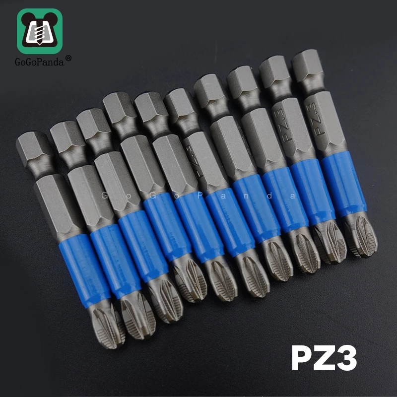 PZ3 50mm 10 шт. Gcr15 Phillips биты шестигранные хвостовые противоскользящие отвертки биты магнитные Одна Головка PH1/PH2/PH3 50 мм - Цвет: PZ3 50mm