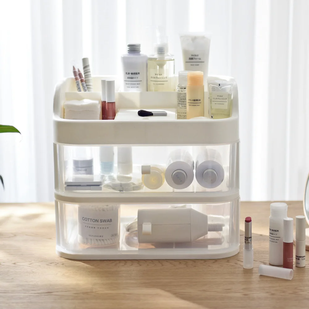 Прозрачный ящик для хранения косметики туалетный столик косметичка Экстра