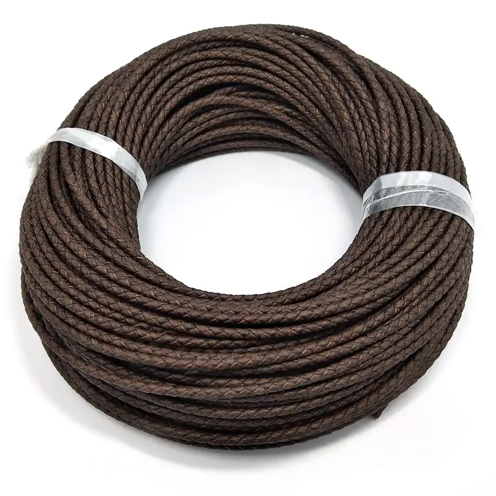 antique dark brown 16 цветов хорошего качества настоящая воловья кожа оплетка 3 мм Диаметр. ручной работы с бисером на проволоке Аксессуары для браслета ожерелье - Цвет: antique dark brown