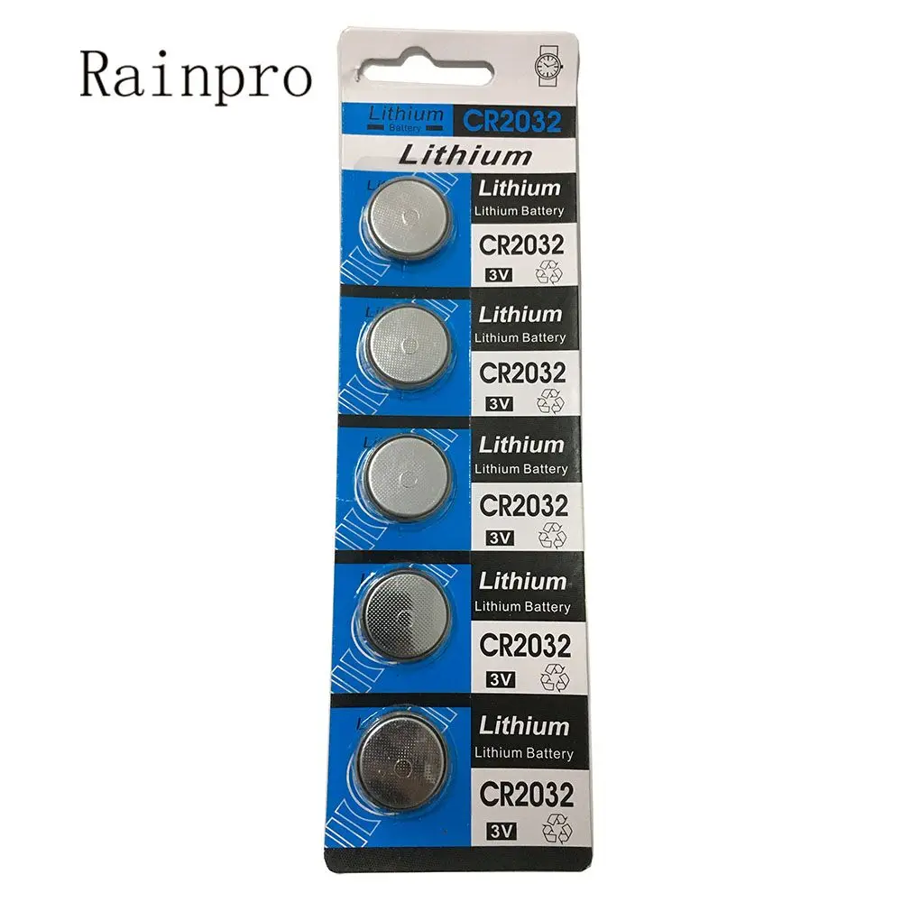 Rainpro 5 шт./лот 3 в CR2032 2032 кнопочный аккумулятор оптовая продажа литиевая батарея