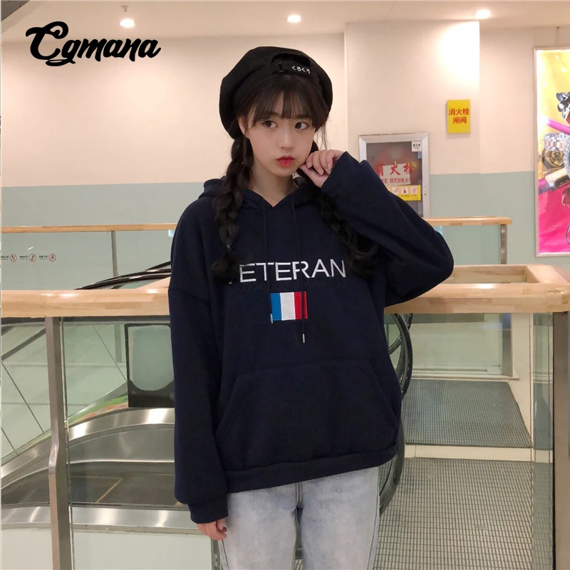 Толстовки женские 2018 Kawaii свитшоты Харадзюку карманные толстовки плюс бархатные