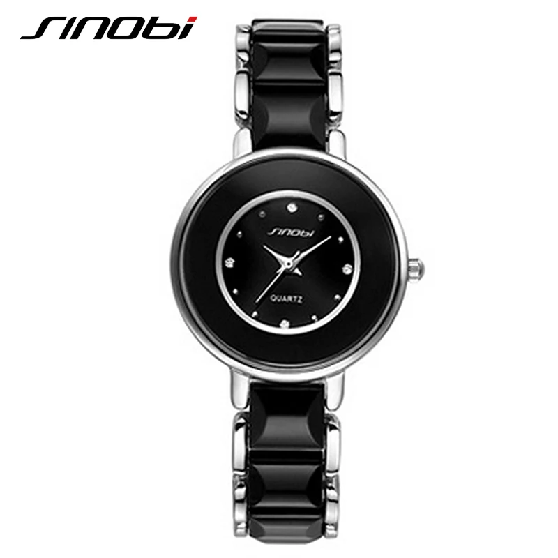 Sinobi белый бренд женские часы подражали керамические дамы браслет роскоши 2015