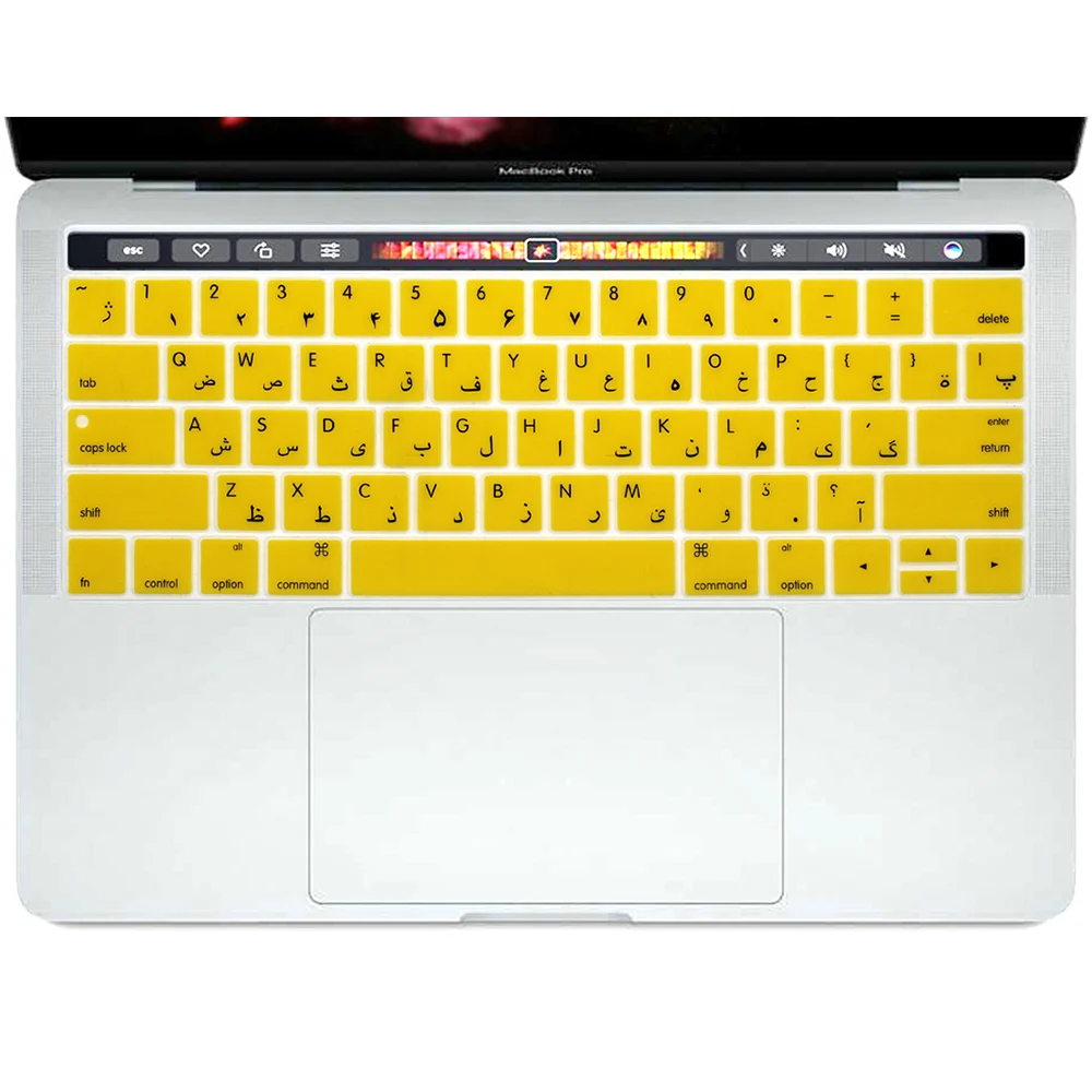 Yellow Арабская, английская Клавиатура США кожного покрова для нового MacBook Pro 1" A1706 и Pro 15" A1707 выпуска с сенсорной панелью США Версия - Цвет: Yellow