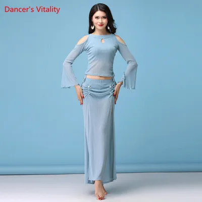 Top and Skirt 4 цвета топ танца, топ с длинными рукавами и тройники танец живота топы M, L, XL - Цвет: Top and Skirt